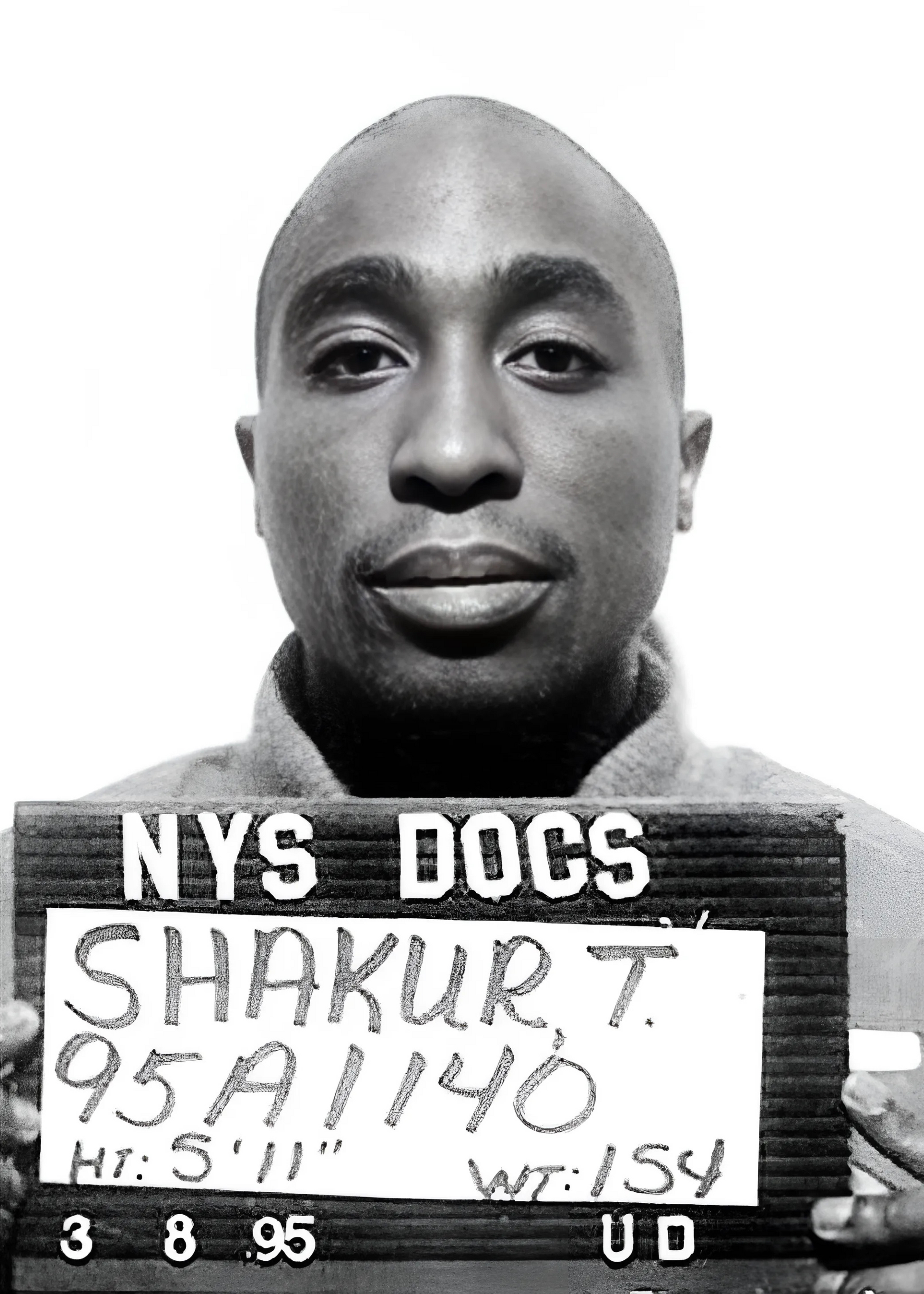 Tupac Shakur Iconic Mugshot | Vintage Muziek Legende | Muurdecoratie | Hoogwaardige Print | Hip Hop Wandkunst