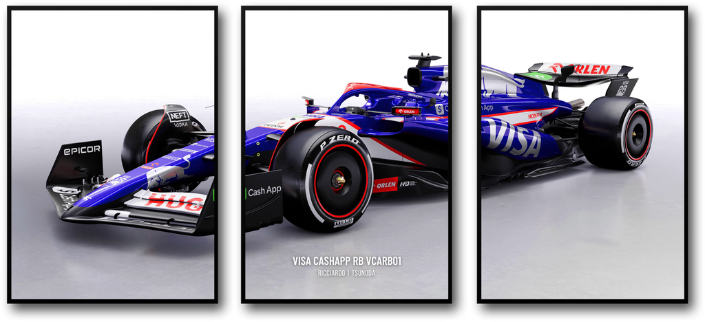 Formule 1 | Visa Cashapp RB 3-delige wanddecoratie | Alpha Tauri | Raceautoposterset | Formule 1 poster | 3-delige wanddecoratie | Red Bull Vivid Display | Woondecoratie | Motorsportprints | F1-verzamelobjecten