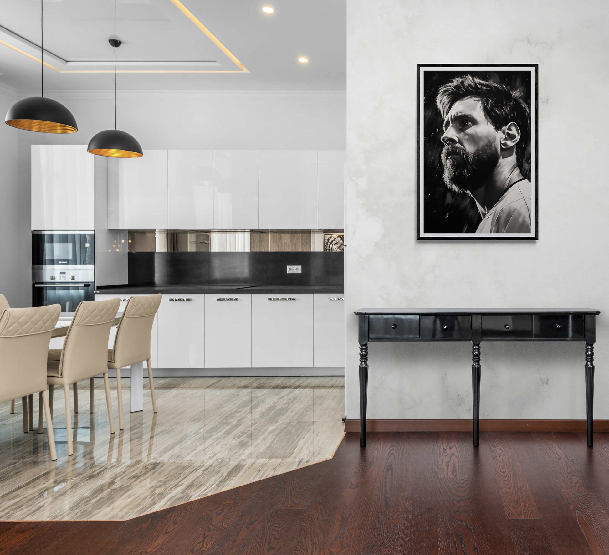 Lionel Messi Poster | Muurdecoratie Voetbalicoon | Zwart-Wit Wanddecoratie | Posters Premium Kwaliteit | Huis Decor