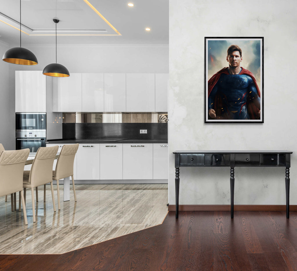 Lionel Messi | Superhero Pose | Muurdecoratie | Wanddecoratie voor Huis en Tuin | Posters | Sport Fan Art