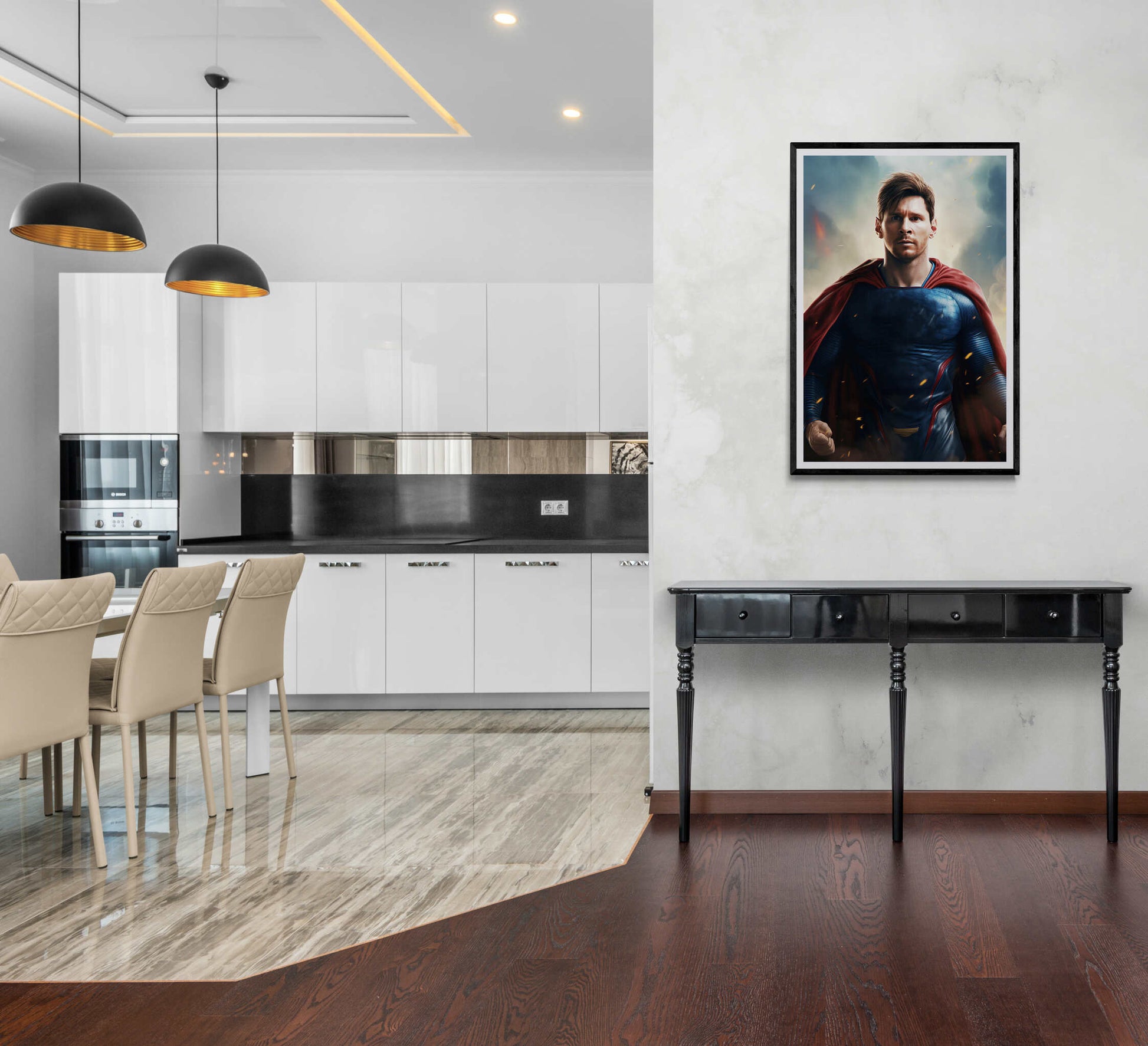 Lionel Messi | Superhero Pose | Muurdecoratie | Wanddecoratie voor Huis en Tuin | Posters | Sport Fan Art