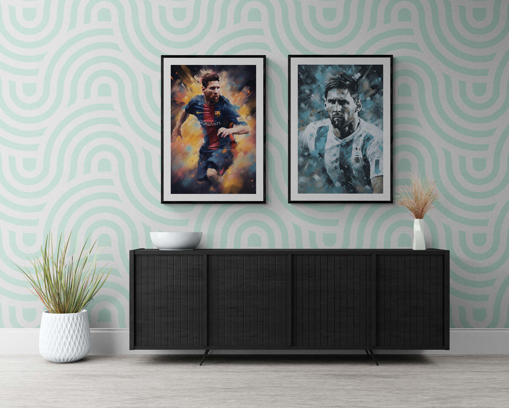 Lionel Messi Poster | Iconische Wanddecoratie | Muurdecoratie FC Barcelona | Voetbal Legende Schilderijen | Hoge Kwaliteit | Perfect voor Sportliefhebbers | Posters voor Huis en Kantoor Decoratie