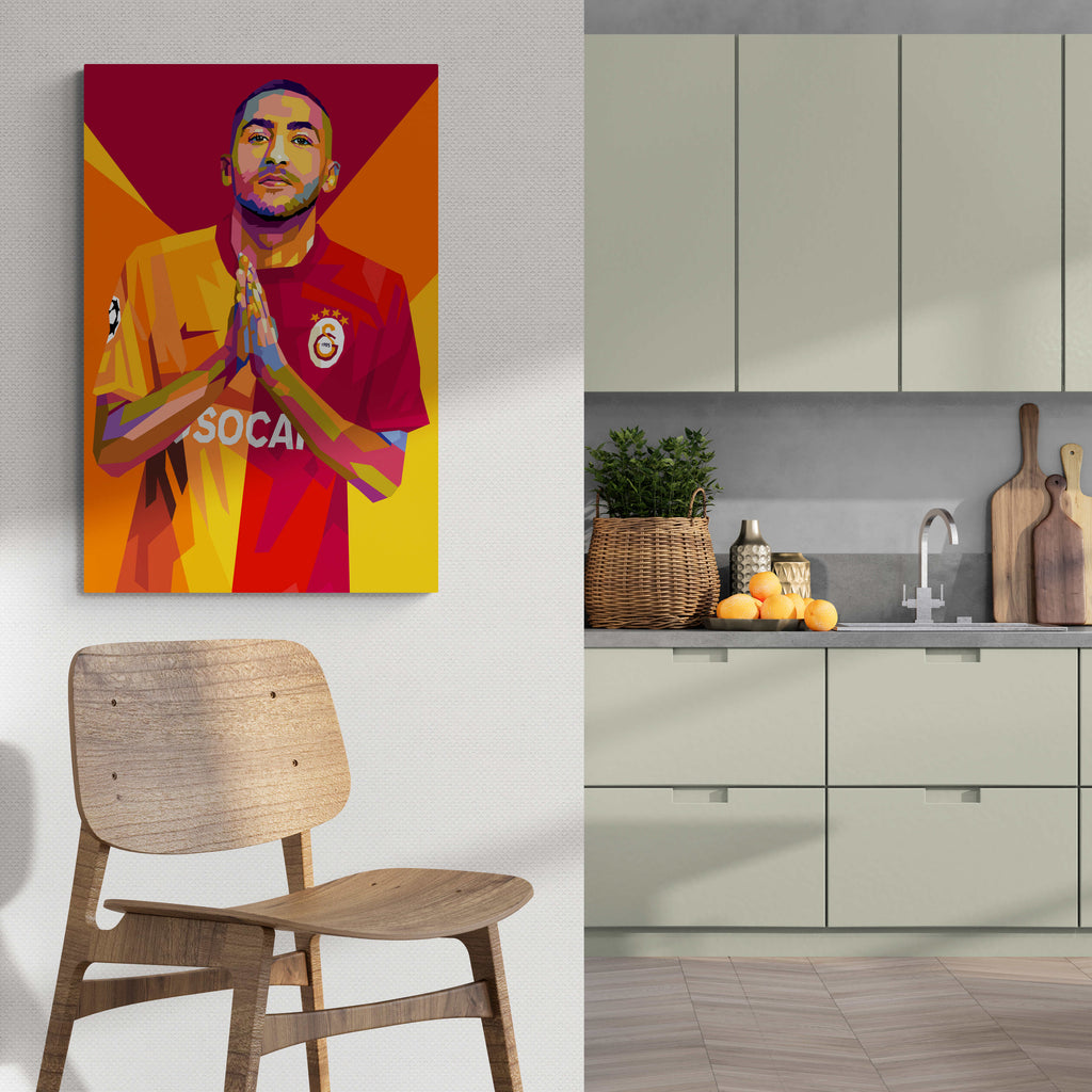 Ziyech Pop Art | Futuristisch Abstracte Voetbal Ster Wanddecoratie | Muurdecoratie | Posters Kunst
