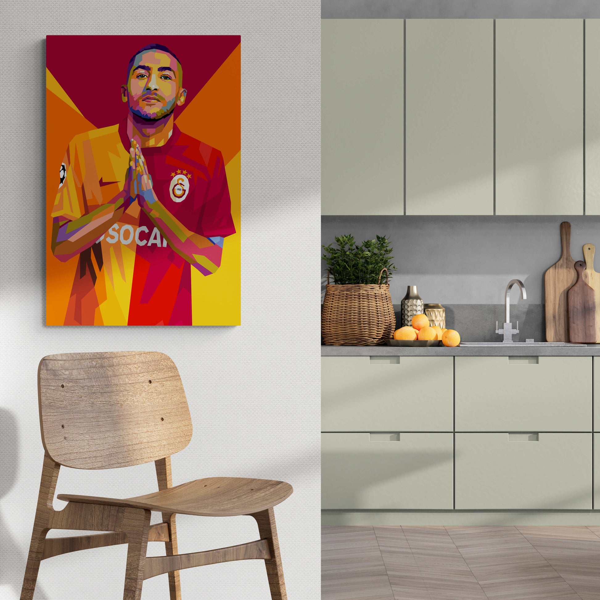 Ziyech Pop Art | Futuristisch Abstracte Voetbal Ster Wanddecoratie | Muurdecoratie | Posters Kunst