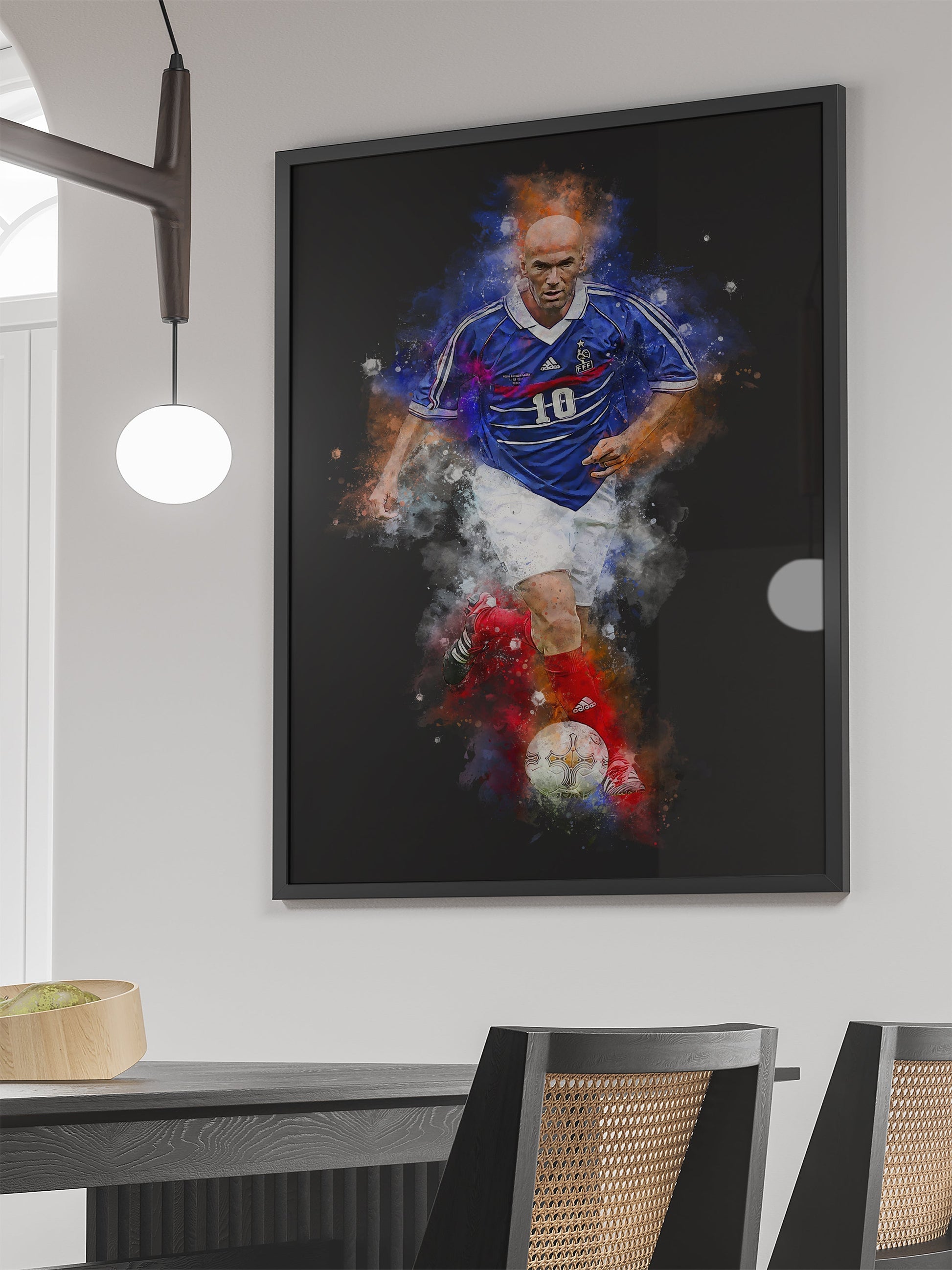 Zidane Voetbal Poster | Muurdecoratie | Wanddecoratie | Posters | Schilderijen | Canvas Kunst