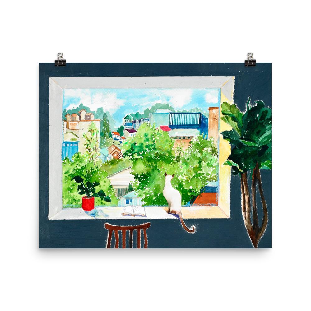 The Cat Who Reads Love Stories | Muurdecoratie | Wanddecoratie | Posters | Schilderijen | Canvas kunst