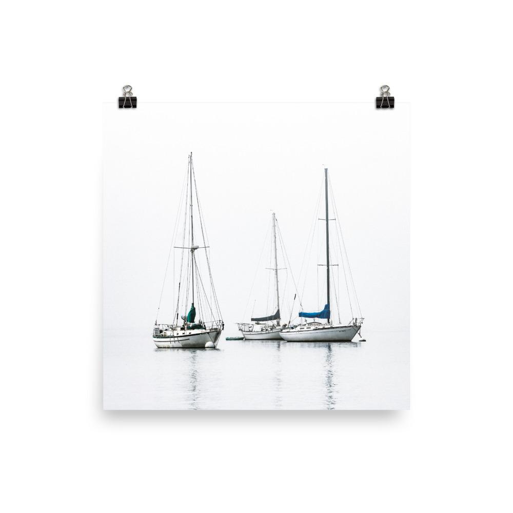 Drie Zeilboten Poster | Muurdecoratie | Wanddecoratie | Huis en Tuin Kunst | Visuele Kunstwerken