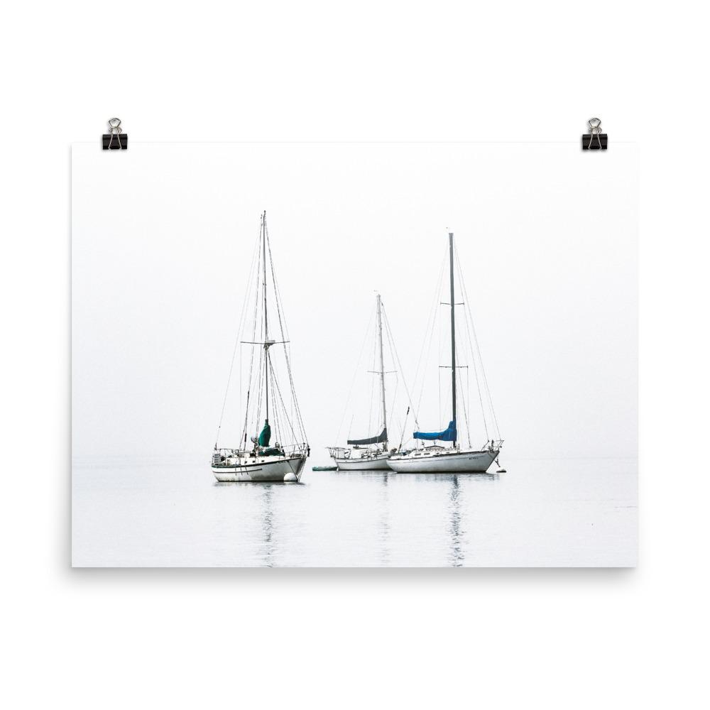 Drie Zeilboten Poster | Muurdecoratie | Wanddecoratie | Huis en Tuin Kunst | Visuele Kunstwerken