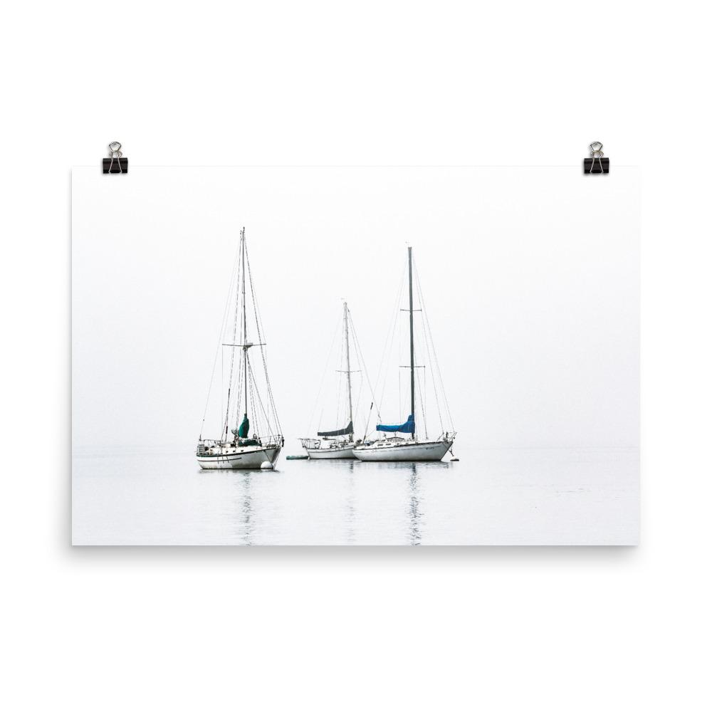 Drie Zeilboten Poster | Muurdecoratie | Wanddecoratie | Huis en Tuin Kunst | Visuele Kunstwerken