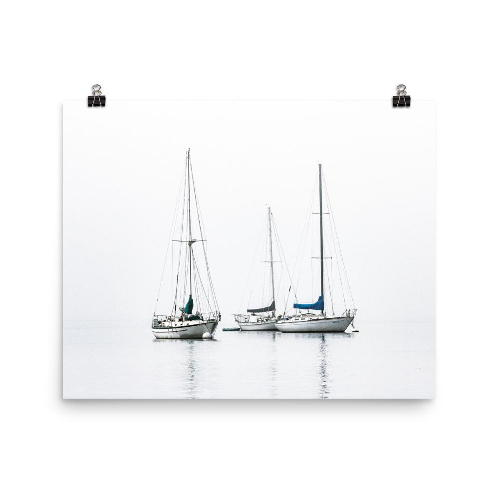 Drie Zeilboten Poster | Muurdecoratie | Wanddecoratie | Huis en Tuin Kunst | Visuele Kunstwerken
