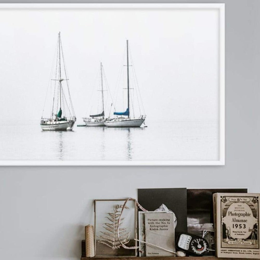 Drie Zeilboten Poster | Muurdecoratie | Wanddecoratie | Huis en Tuin Kunst | Visuele Kunstwerken