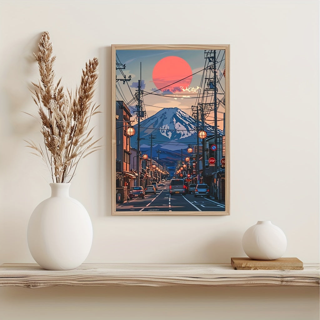 Vibrant Sunset at Mount Fuji | Urban Streets of Japan | Wanddecoratie | Muurdecoratie | Thuis Kunst