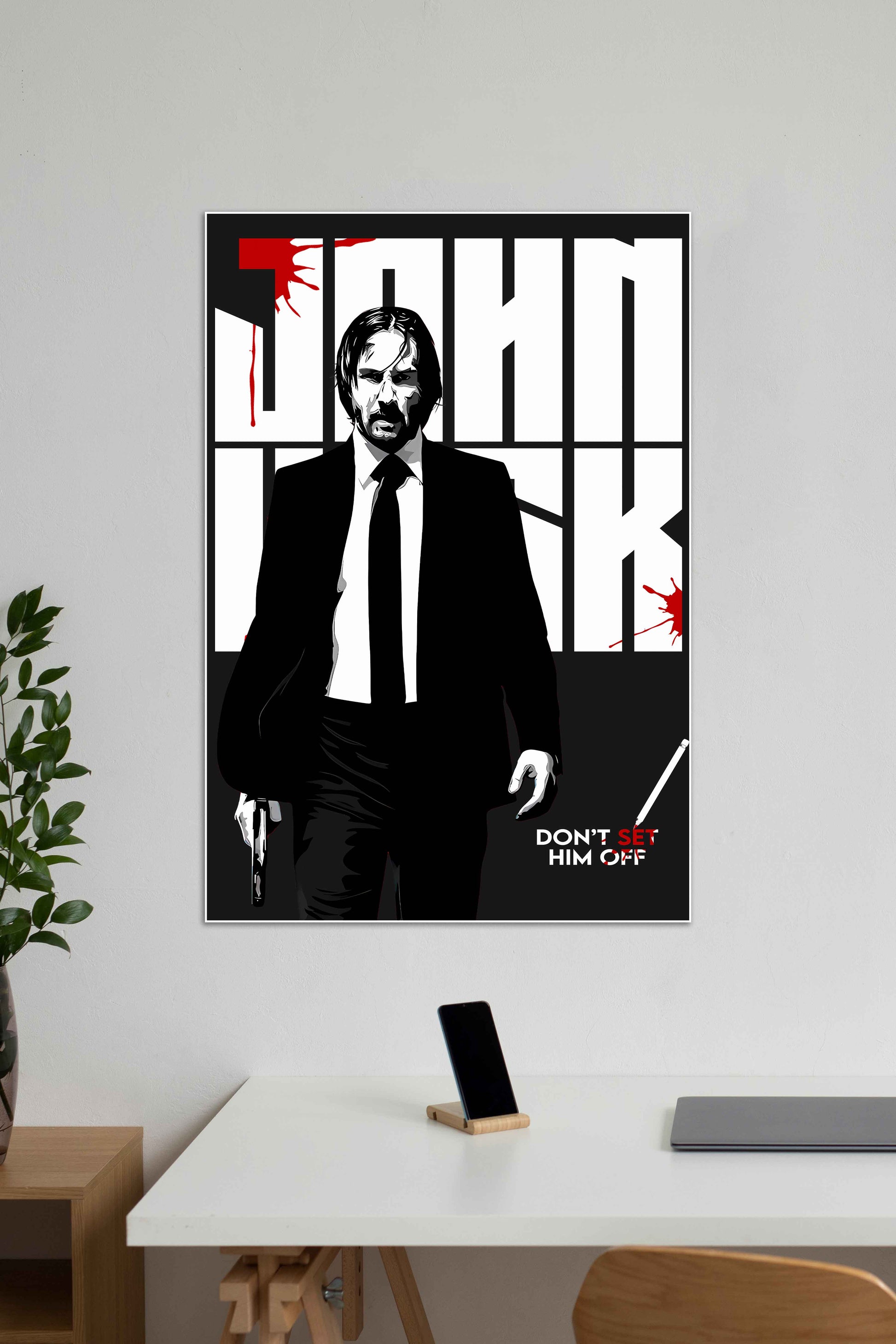 Don't SET him OFF x John Wick | Film posterkunst | Muurdecoratie | Wanddecoratie | Posters kunst