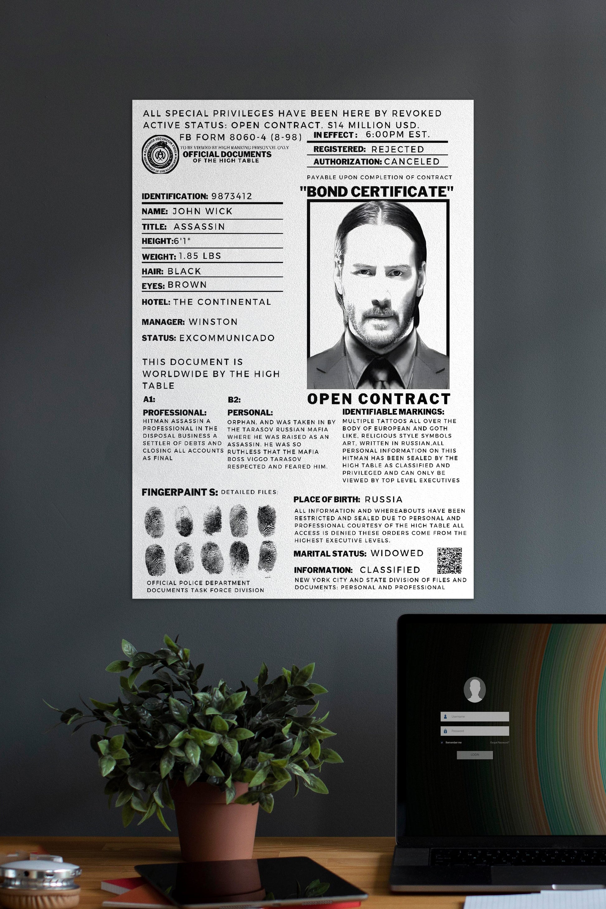 John Wick Poster | Muurdecoratie | Wanddecoratie | Filmkunst | Open Contract | Posters voor Thuis