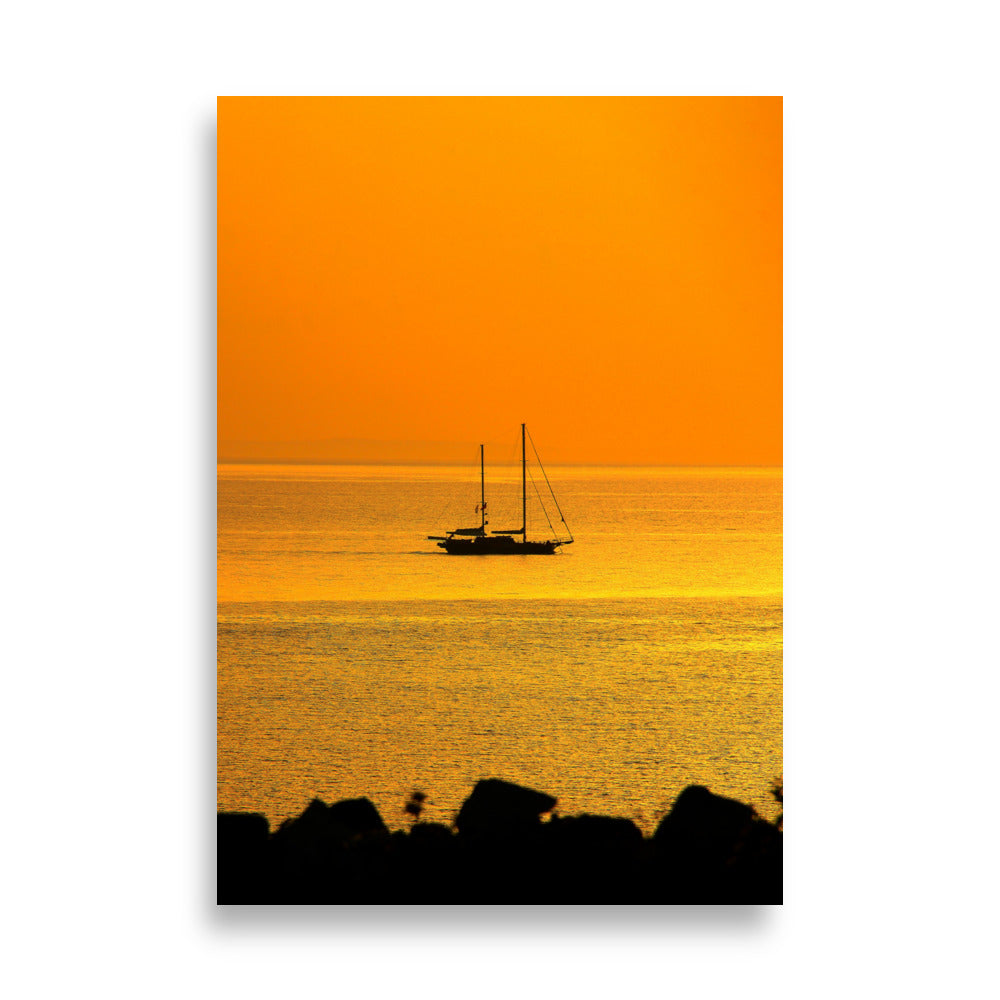 Poster | A Ship on Golden Sea | Muurdecoratie | Wanddecoratie | Posters | Schilderijen | Canvas Kunst