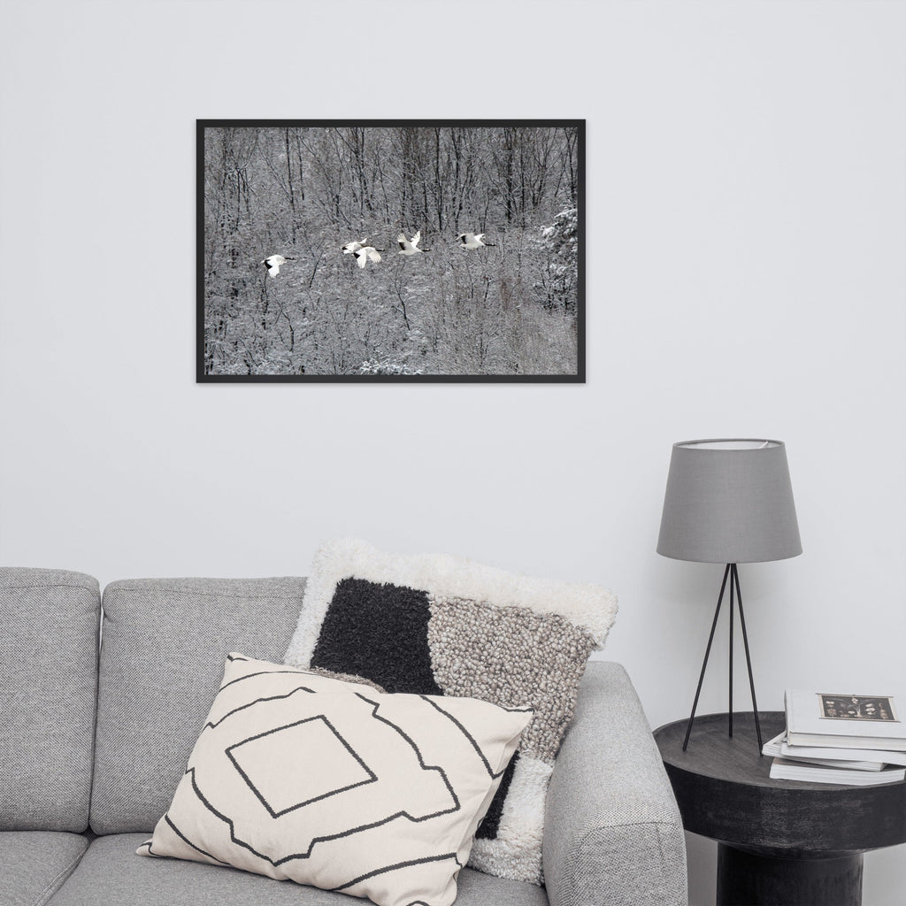 Flying Crane Family | Muurdecoratie | Wanddecoratie Posters | Schilderijen | Canvas Kunst