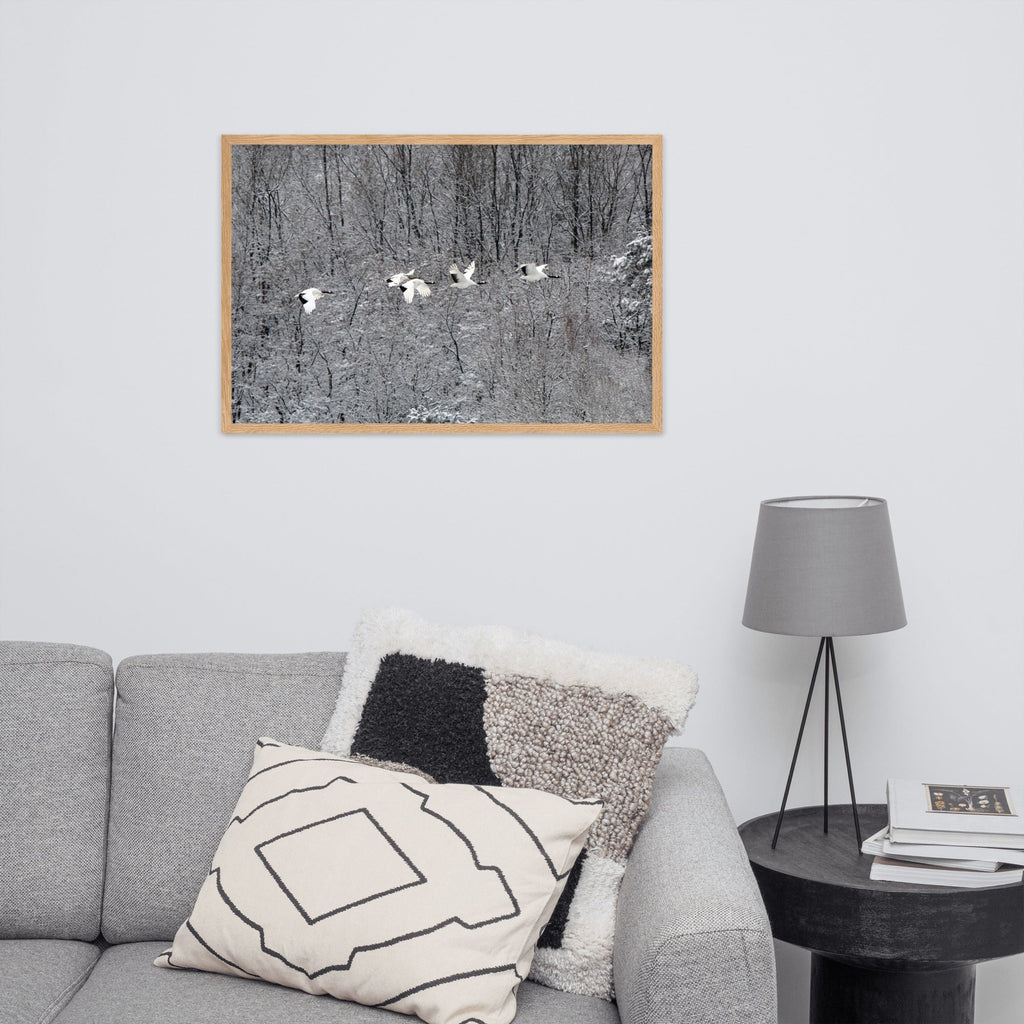 Flying Crane Family | Muurdecoratie | Wanddecoratie Posters | Schilderijen | Canvas Kunst