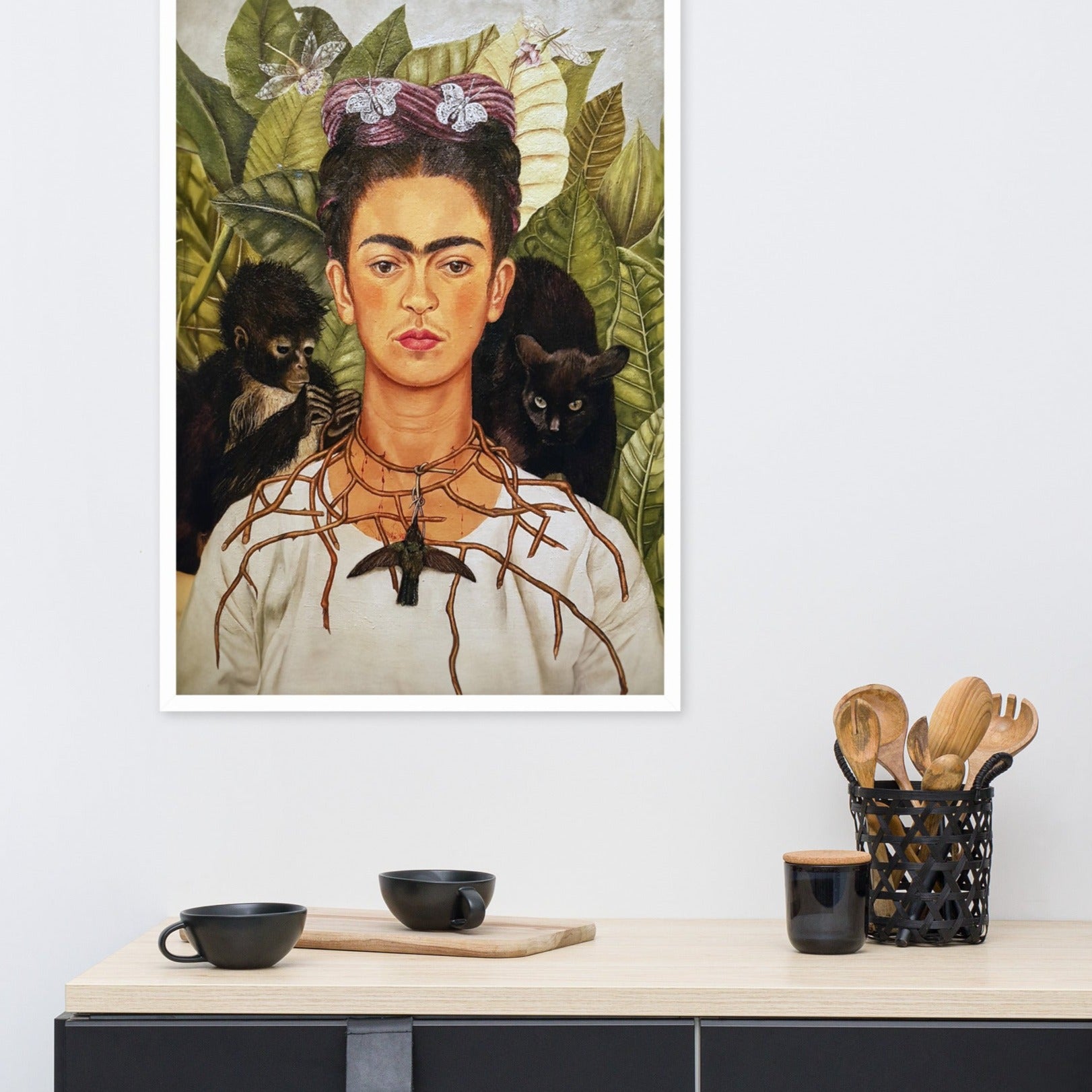Frida Kahlo with Thorn Necklace and Hummingbird | Muurdecoratie | Wanddecoratie | Posters | Schilderijen | Kunst