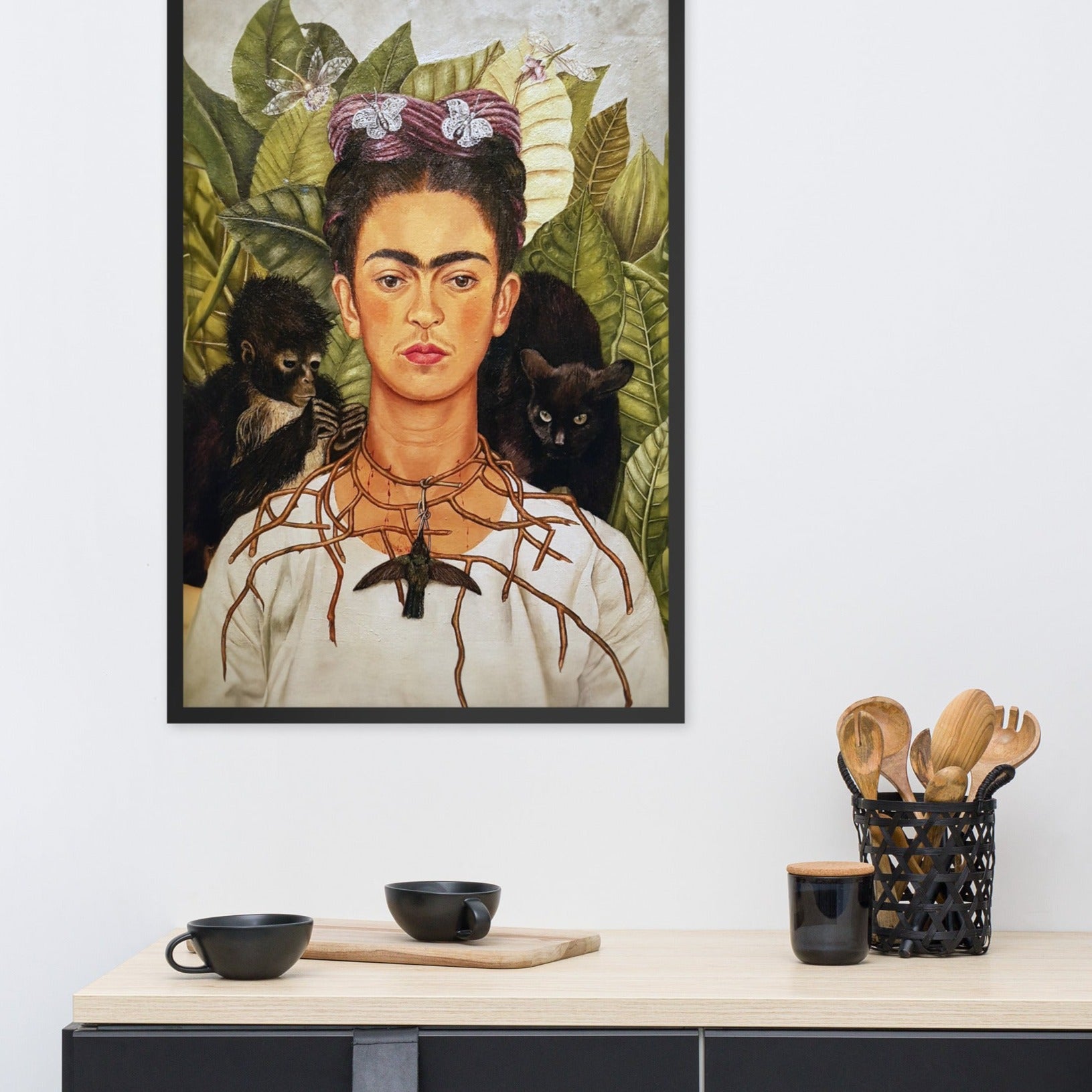 Frida Kahlo with Thorn Necklace and Hummingbird | Muurdecoratie | Wanddecoratie | Posters | Schilderijen | Kunst