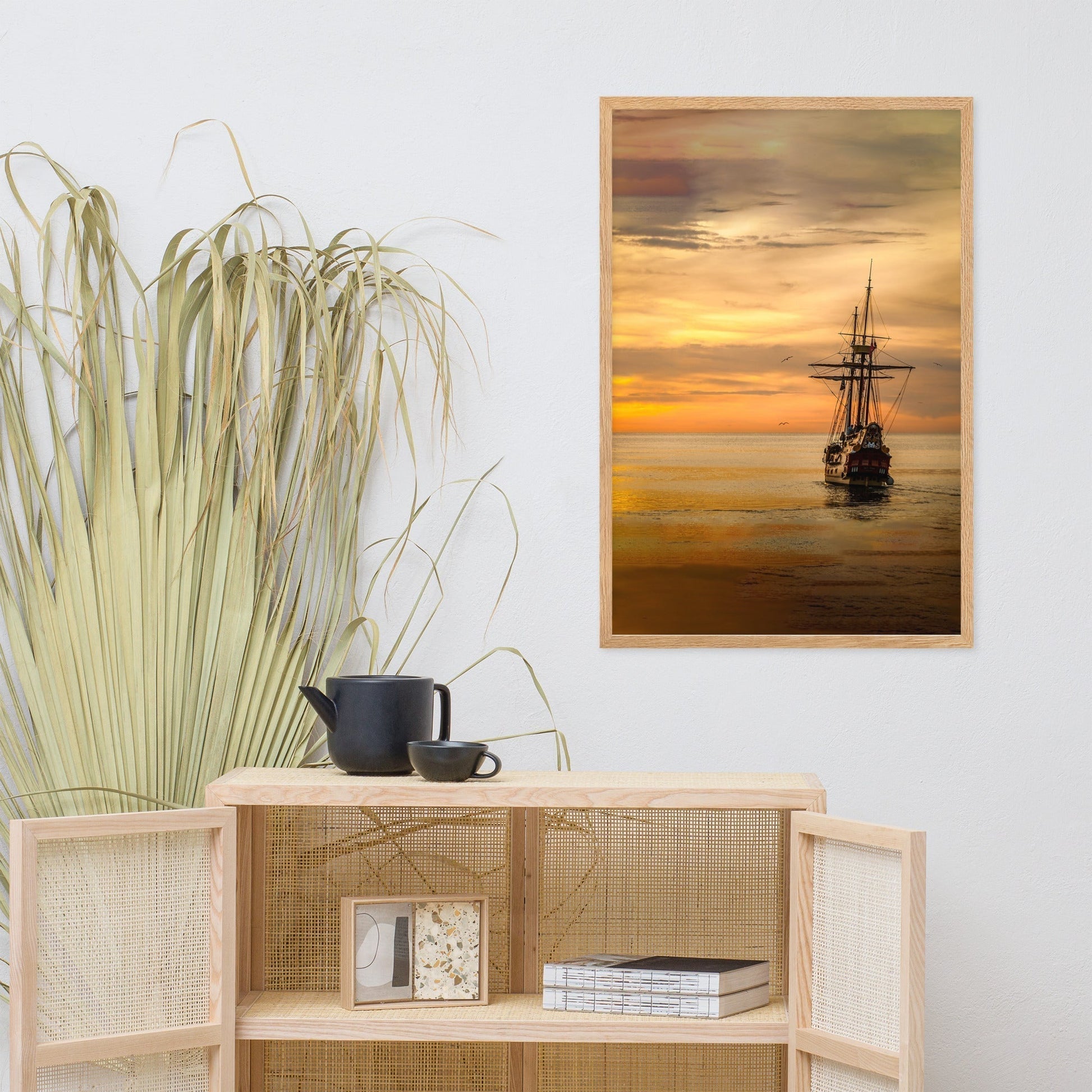Ship in the Sunset | Muurdecoratie | Wanddecoratie | Posters | Kunst voor Thuis en Tuin | Zeilboot Schilderijen