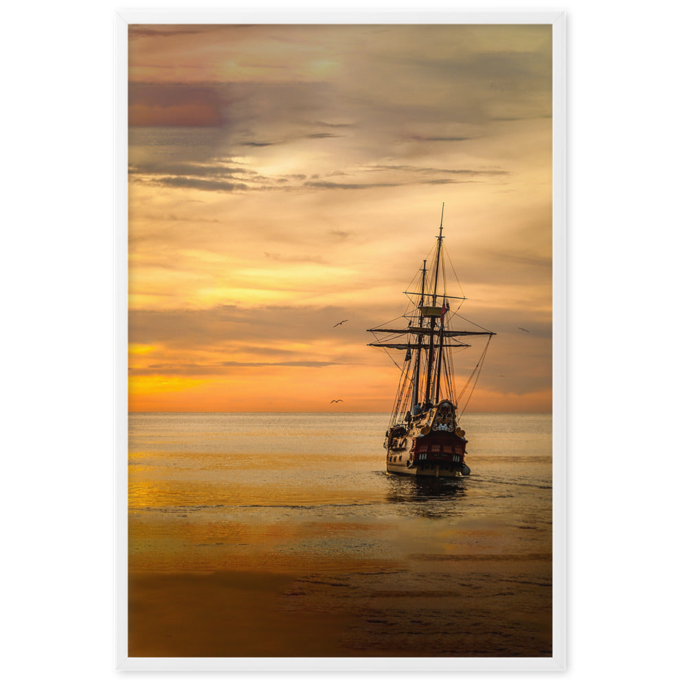 Ship in the Sunset | Muurdecoratie | Wanddecoratie | Posters | Kunst voor Thuis en Tuin | Zeilboot Schilderijen