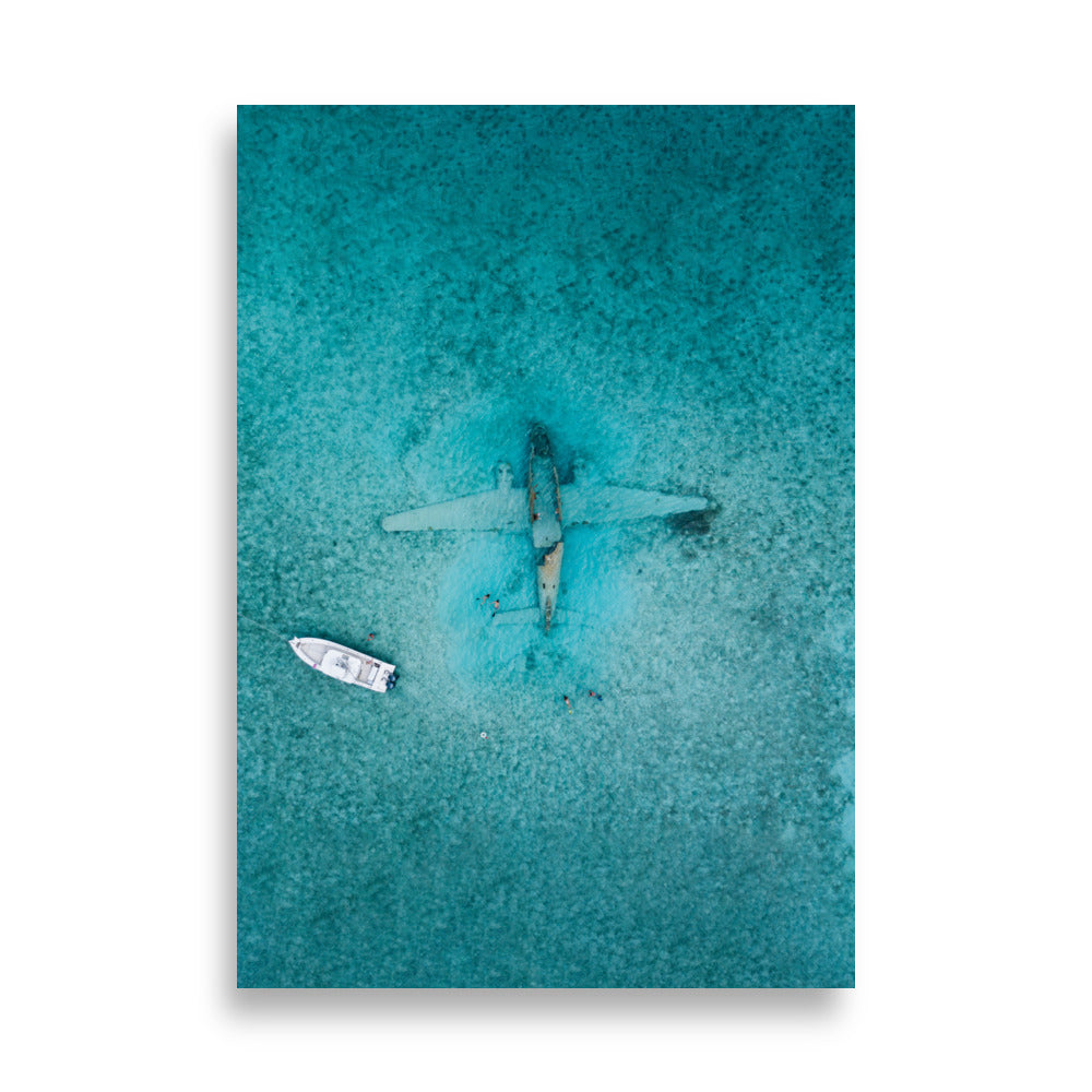 Sunken Plane Scene Poster | Aviation Art | Muurdecoratie | Modern Wanddecoratie | Luchtfoto Oceaan | Unieke Posters | Hoge Kwaliteit Schilderijen