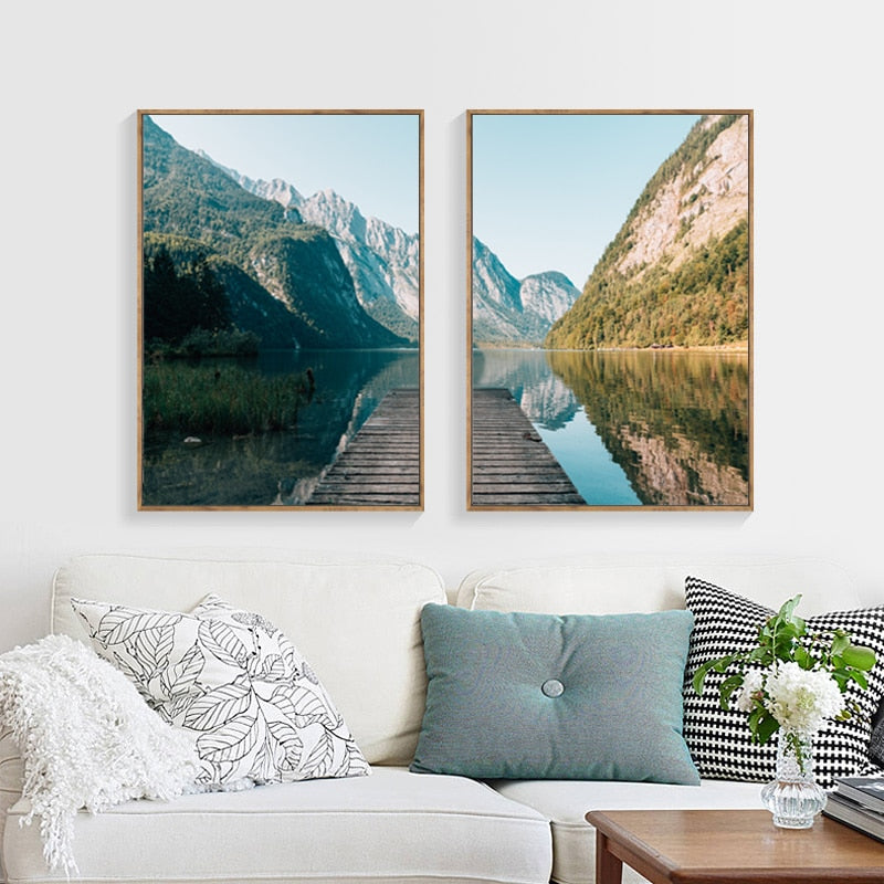 Knigssee Poster Set | Landschap Muurdecoratie | Natuur Wanddecoratie | Schilderijen | Set van 2