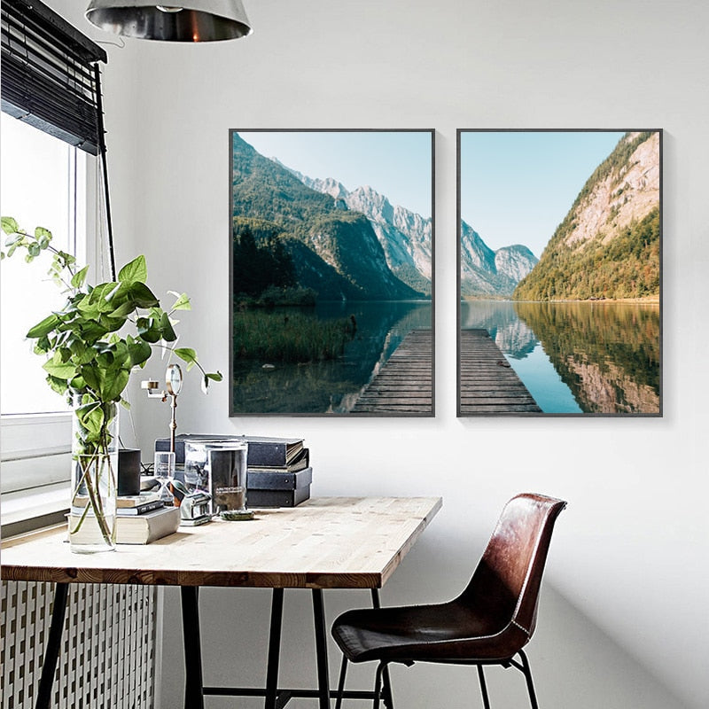 Knigssee Poster Set | Landschap Muurdecoratie | Natuur Wanddecoratie | Schilderijen | Set van 2