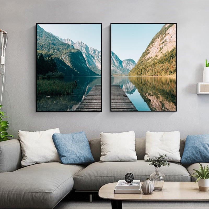 Knigssee Poster Set | Landschap Muurdecoratie | Natuur Wanddecoratie | Schilderijen | Set van 2