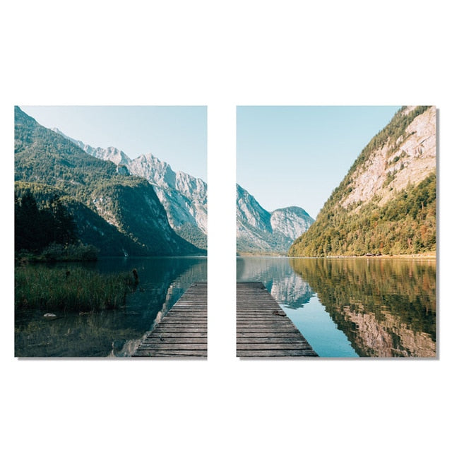 Knigssee Poster Set | Landschap Muurdecoratie | Natuur Wanddecoratie | Schilderijen | Set van 2