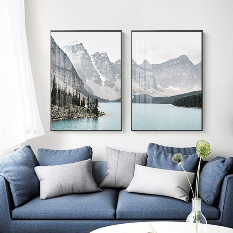 Nordic Fjord Landscape | Natuur Posters | Muurdecoratie | Wanddecoratie Scandinavisch | Kunstafdruk | Wand natuur schilderijen