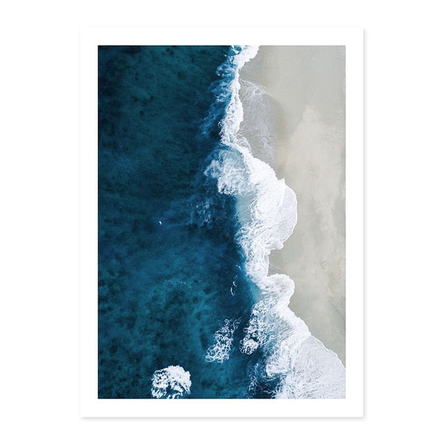 Ocean Waves | Zeegezicht Muurdecoratie | Poster Strandscène | Blauwe Water Print | Nautische Wanddecoratie | Rustige Schilderijen voor Woonkamer of Slaapkamer