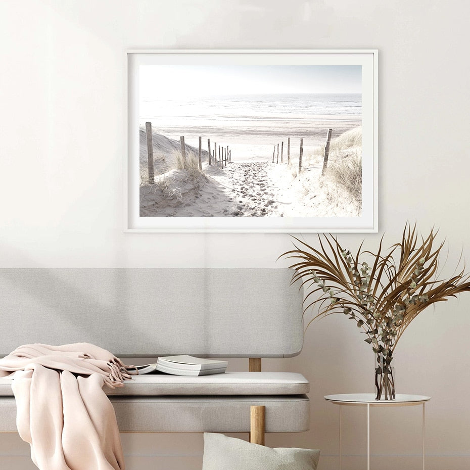 Scenic Beach Path | Poster | Serene Coastal Scene | Oceaan Landschap | Muurdecoratie voor Huis en Tuin