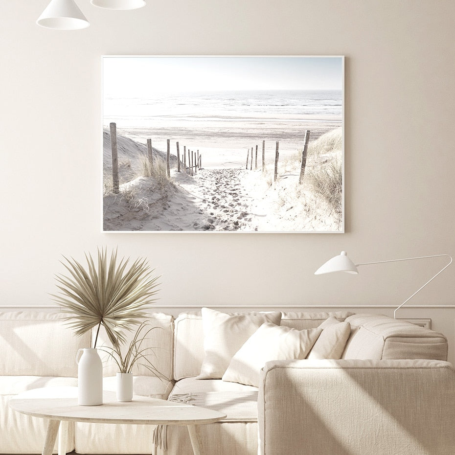 Scenic Beach Path | Poster | Serene Coastal Scene | Oceaan Landschap | Muurdecoratie voor Huis en Tuin