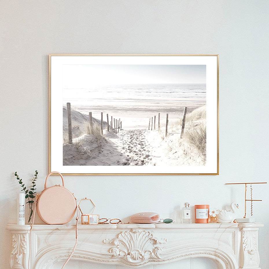 Scenic Beach Path | Poster | Serene Coastal Scene | Oceaan Landschap | Muurdecoratie voor Huis en Tuin