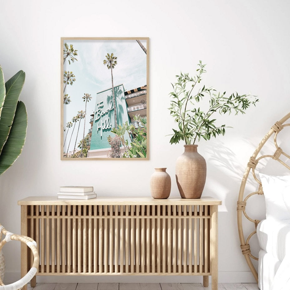 The Beverly Hills Hotel | Posters kunst | Elegante muurdecoratie | Iconische wanddecoratie | Huisdecor