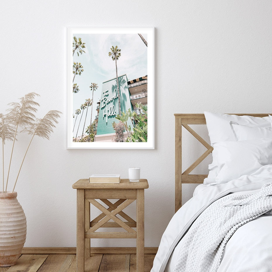 The Beverly Hills Hotel | Posters kunst | Elegante muurdecoratie | Iconische wanddecoratie | Huisdecor