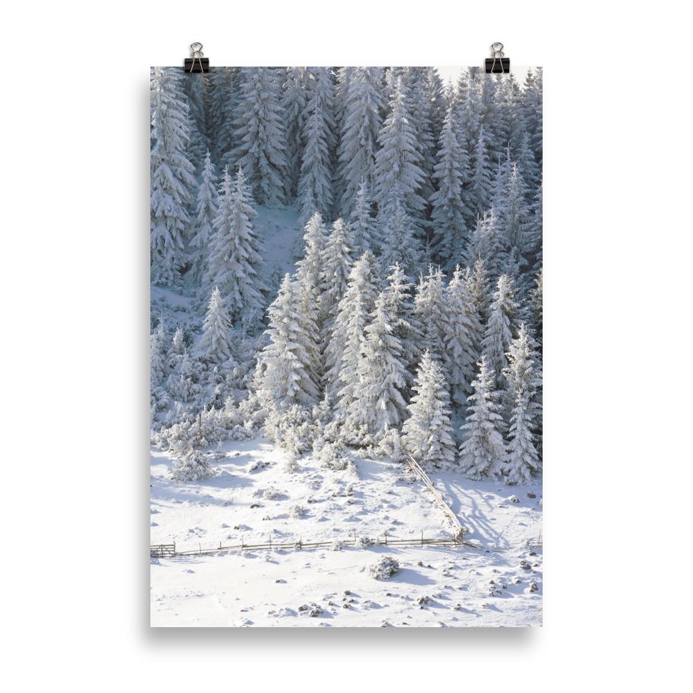 Winter Wonderland poster | Sneeuw bedekte bomen | Rustgevend landschap muurdecoratie | Wanddecoratie