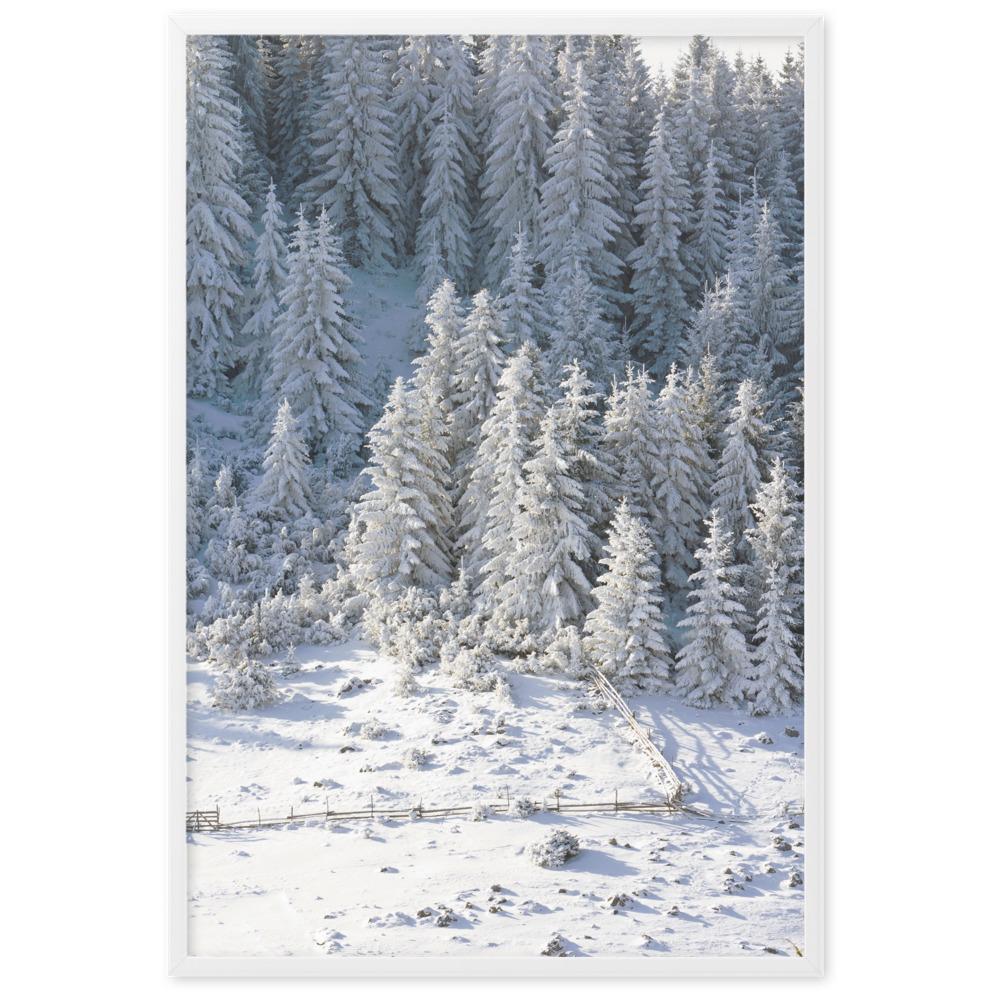 Winter Wonderland poster | Sneeuw bedekte bomen | Rustgevend landschap muurdecoratie | Wanddecoratie