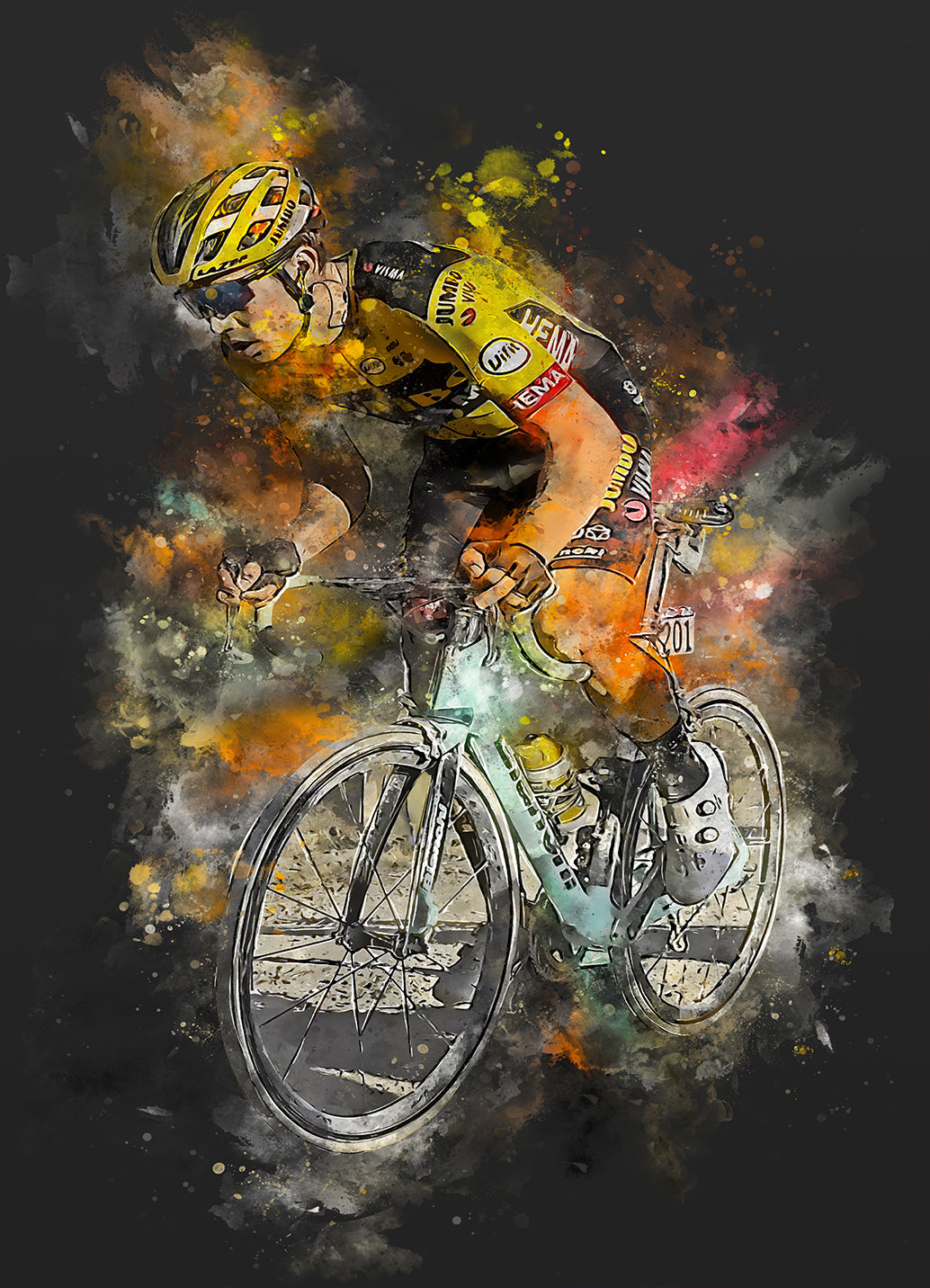 Van Aert poster | Muurdecoratie wielrennen | Sport kunst aan de wand | Wanddecoratie huis en tuin