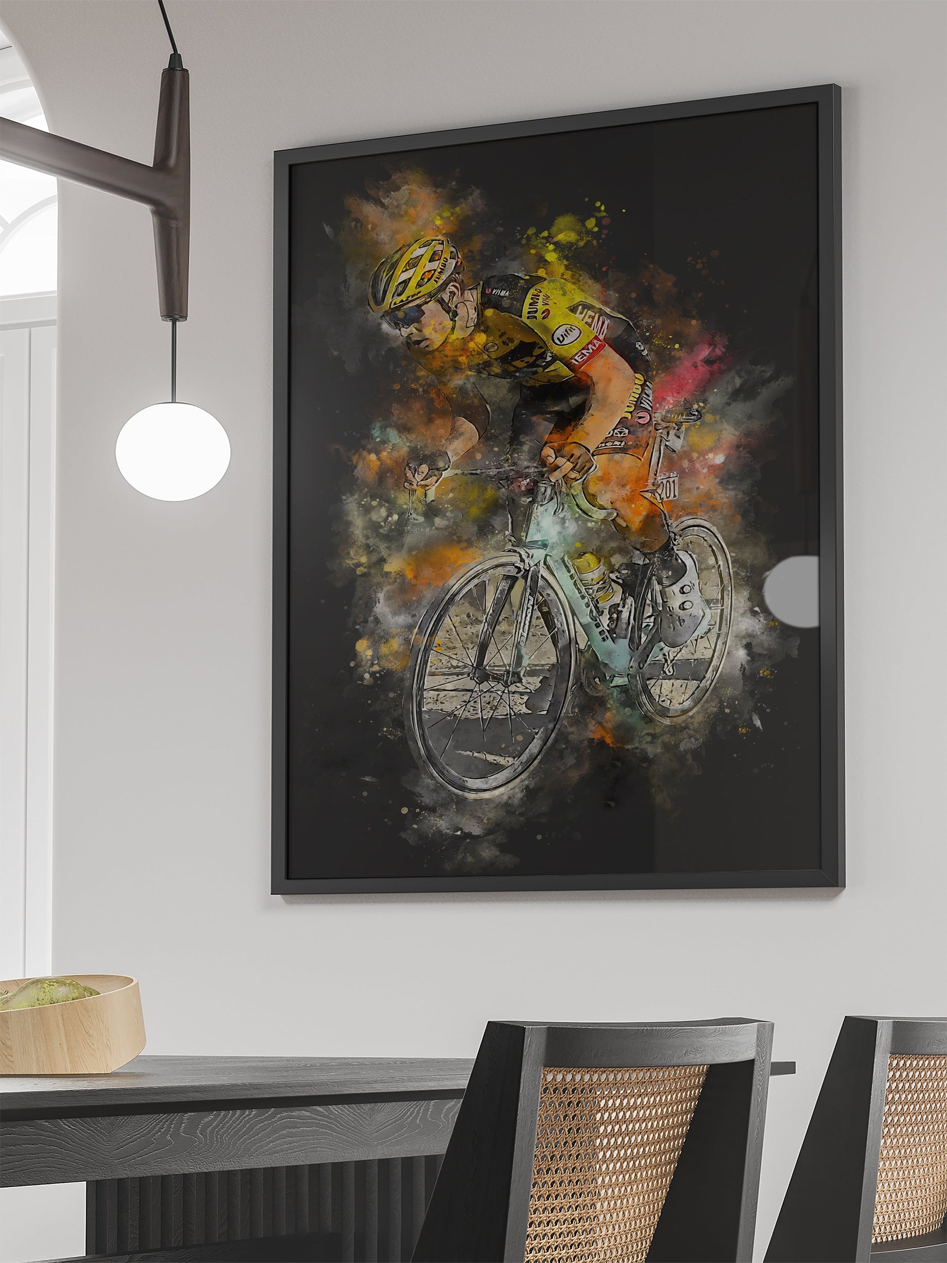 Van Aert poster | Muurdecoratie wielrennen | Sport kunst aan de wand | Wanddecoratie huis en tuin